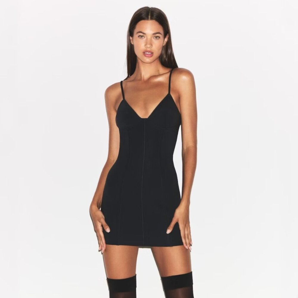 SKIMS Cotton Shapewear Mini Dress Soot 2X NWT